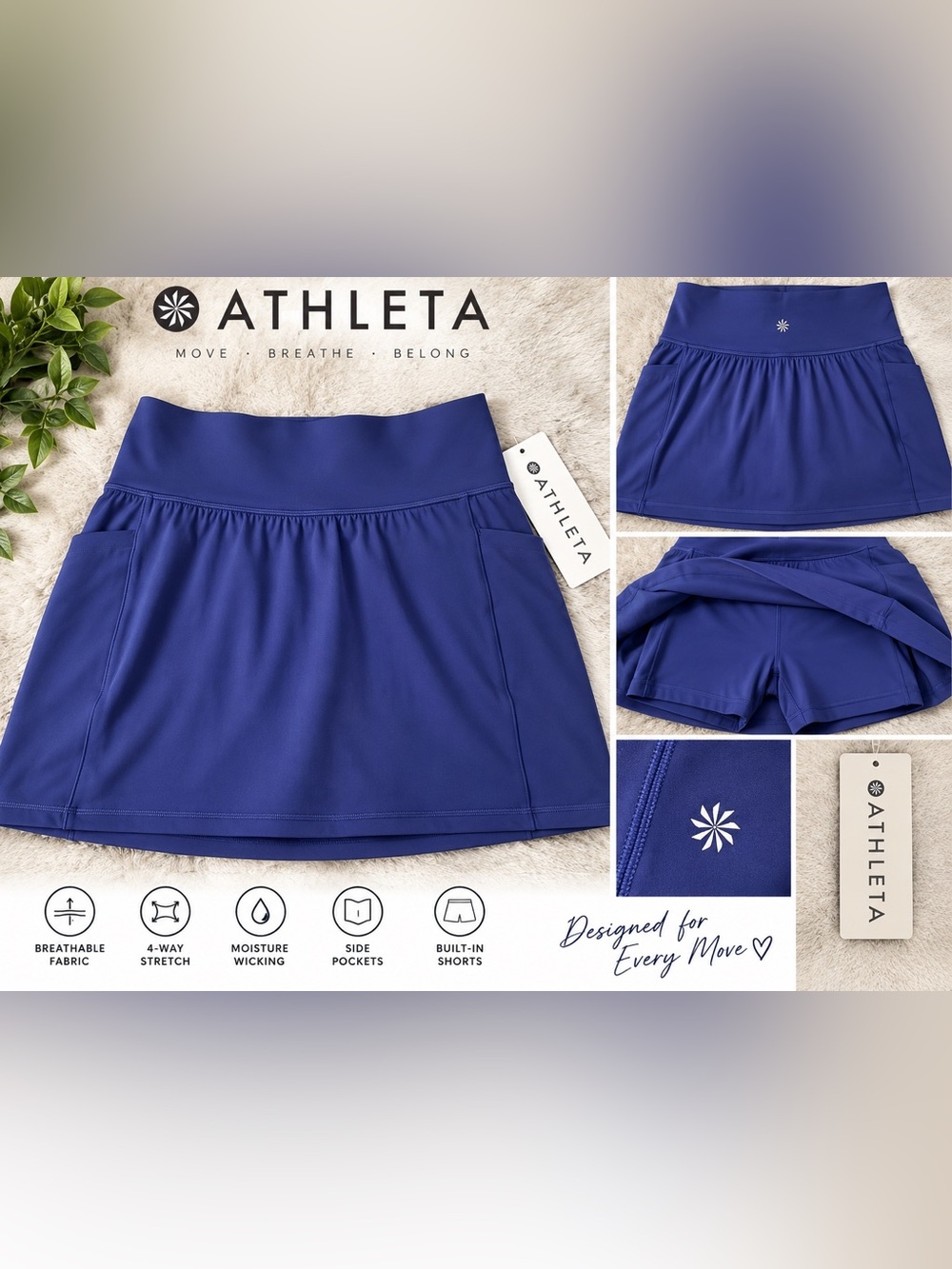 Athleta Performance Athletic Skort with Built-In Shorts NWT size xxs
